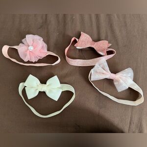 Charming Pink and Cream Bow Headbands for Kids